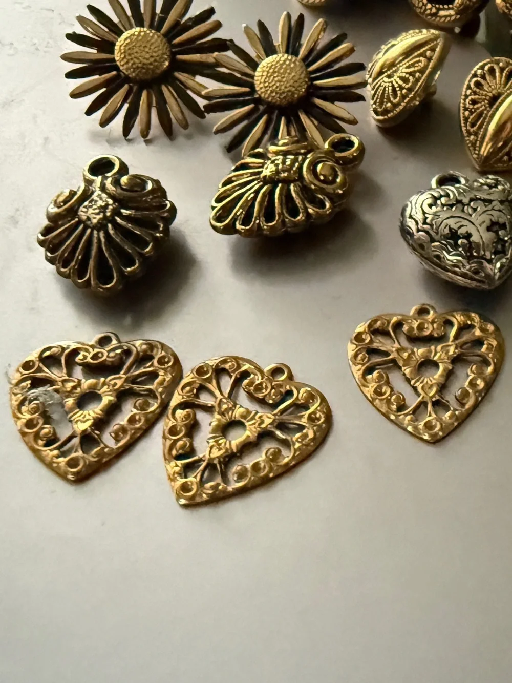 Vintage Craft Button Charms Lot Beads Findings Destash